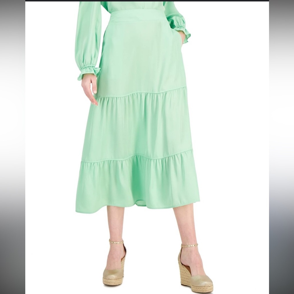 INC International Concepts Mint Green Tiered Skirt